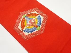 上代紬亀甲に向かい鶴模様織出し名古屋帯